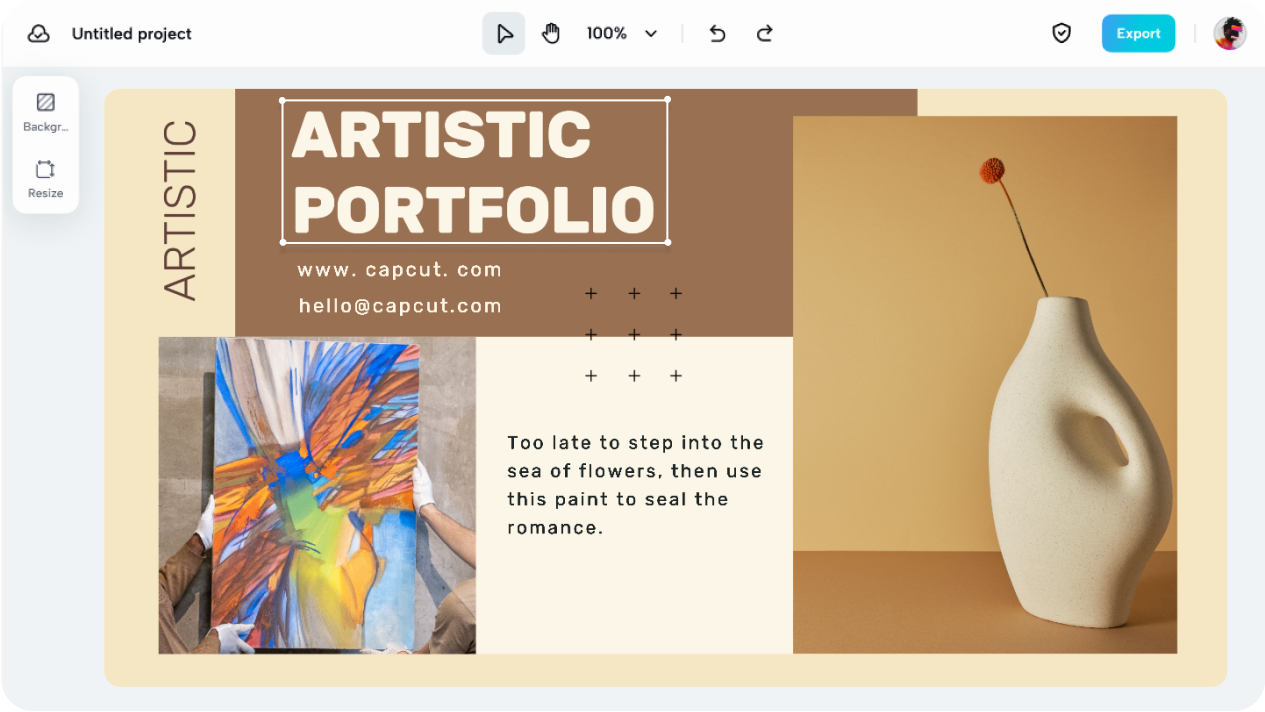 Create an artistic portfolio website