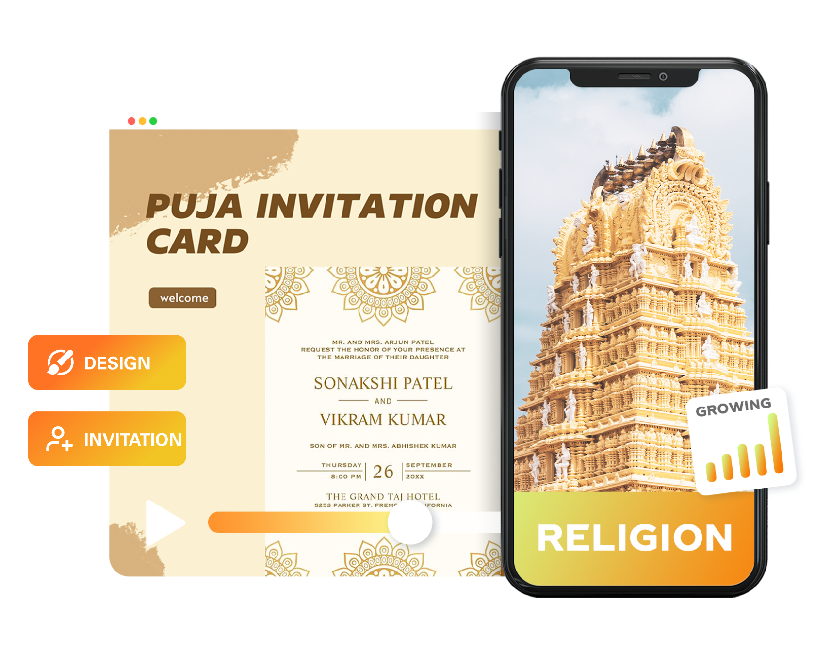 Puja 초대 카드 제작자 온라인