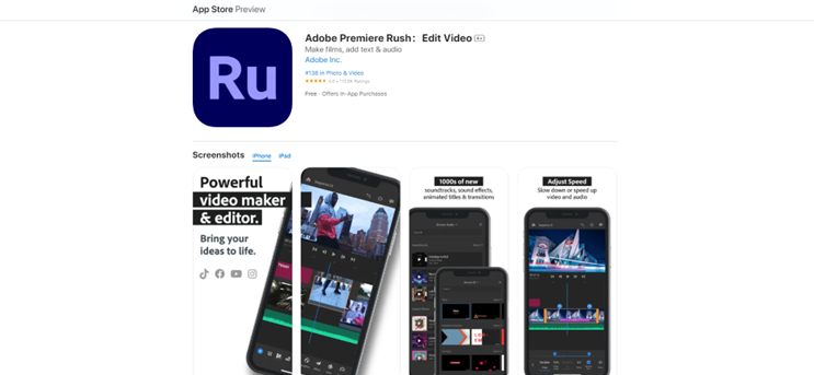 iPhone Video Editor: Adobe Premiere Rush