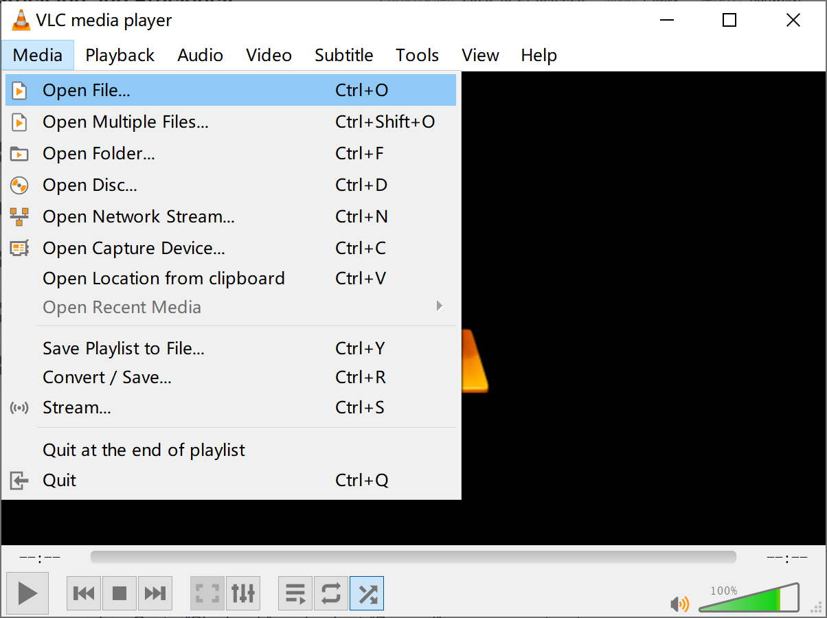 Open VLC Media Player and load the video