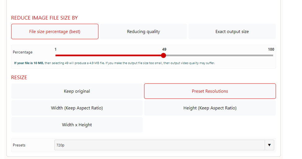 Reduce the image file size