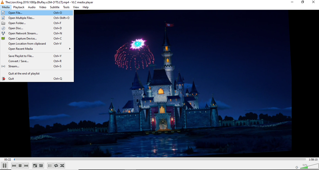 Open a video in the VLC Media Player
