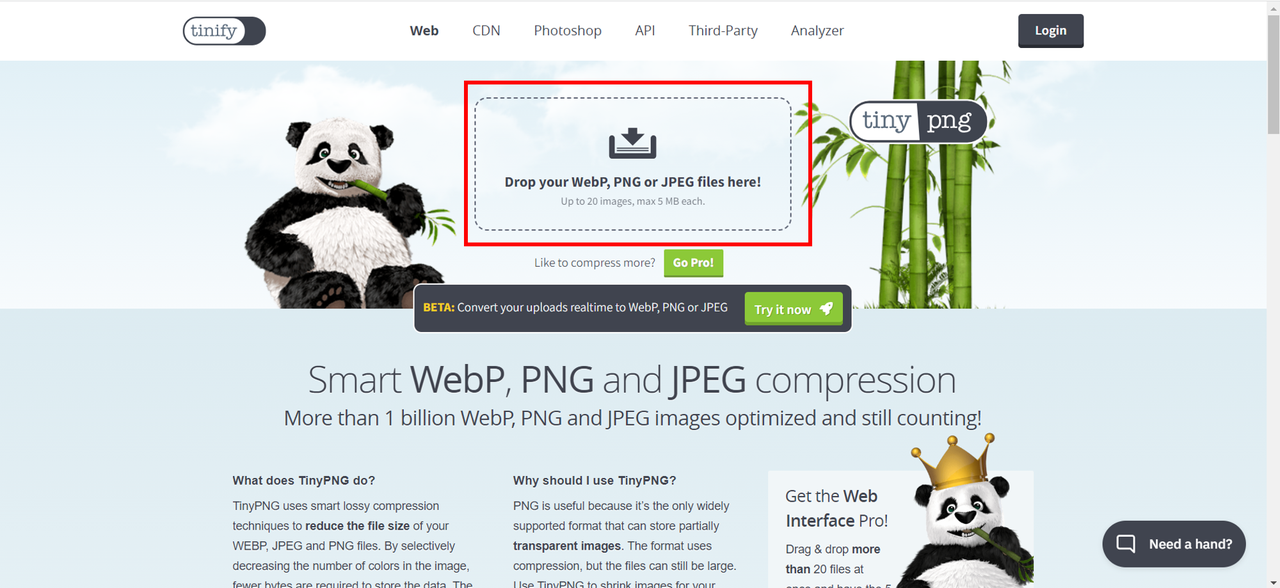 TinyPNG JPEG Online Compression Step 1