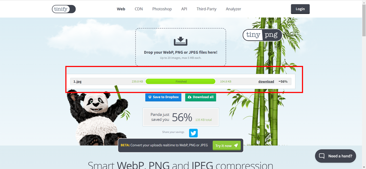 TinyPNG JPEG Online Compression Step 2