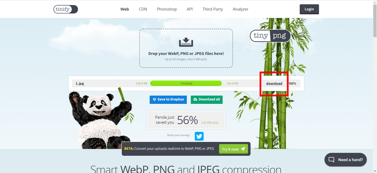 TinyPNG JPEG Online Compression Step 3