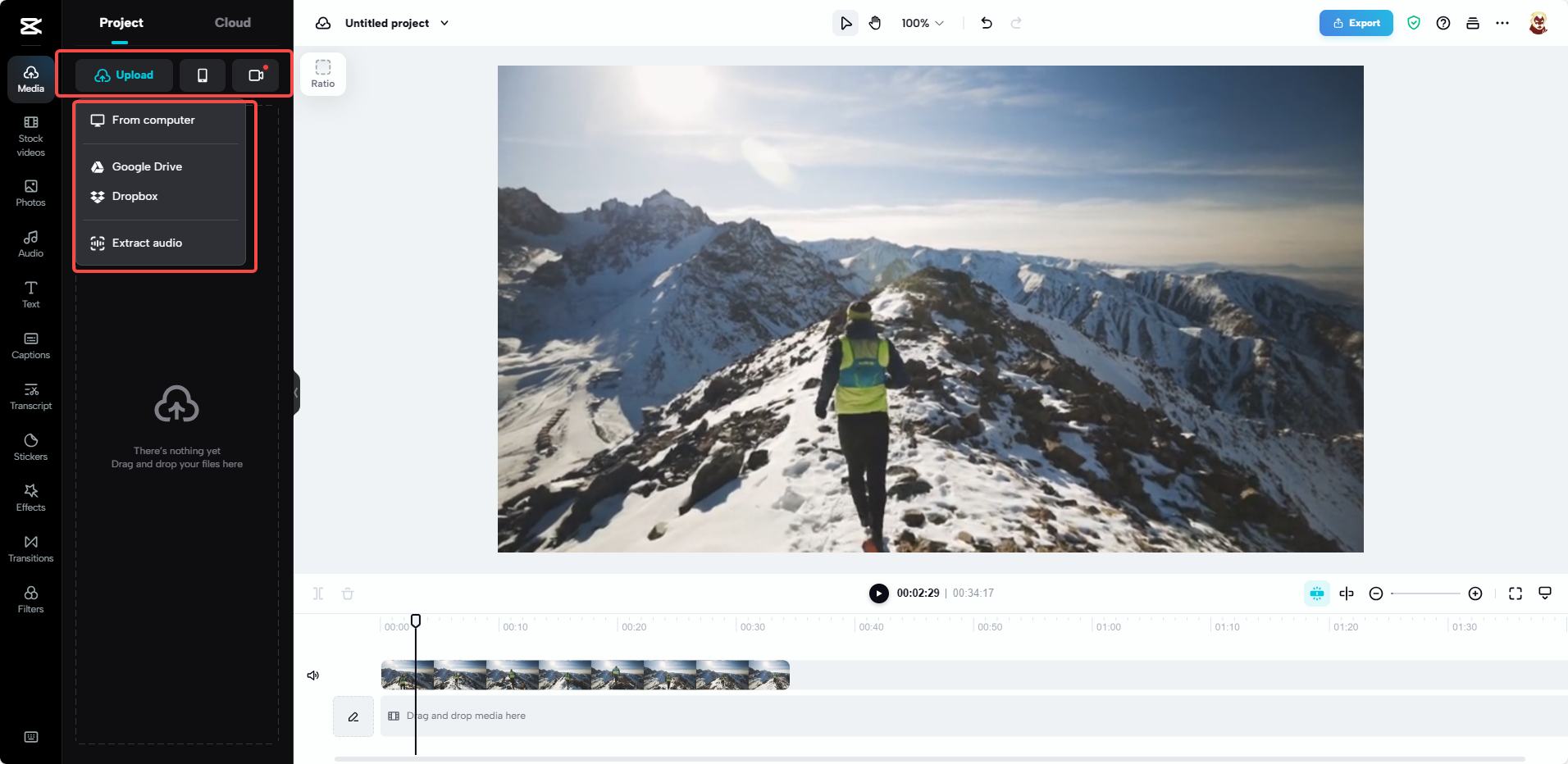 Upload videos to CapCut's online video editor