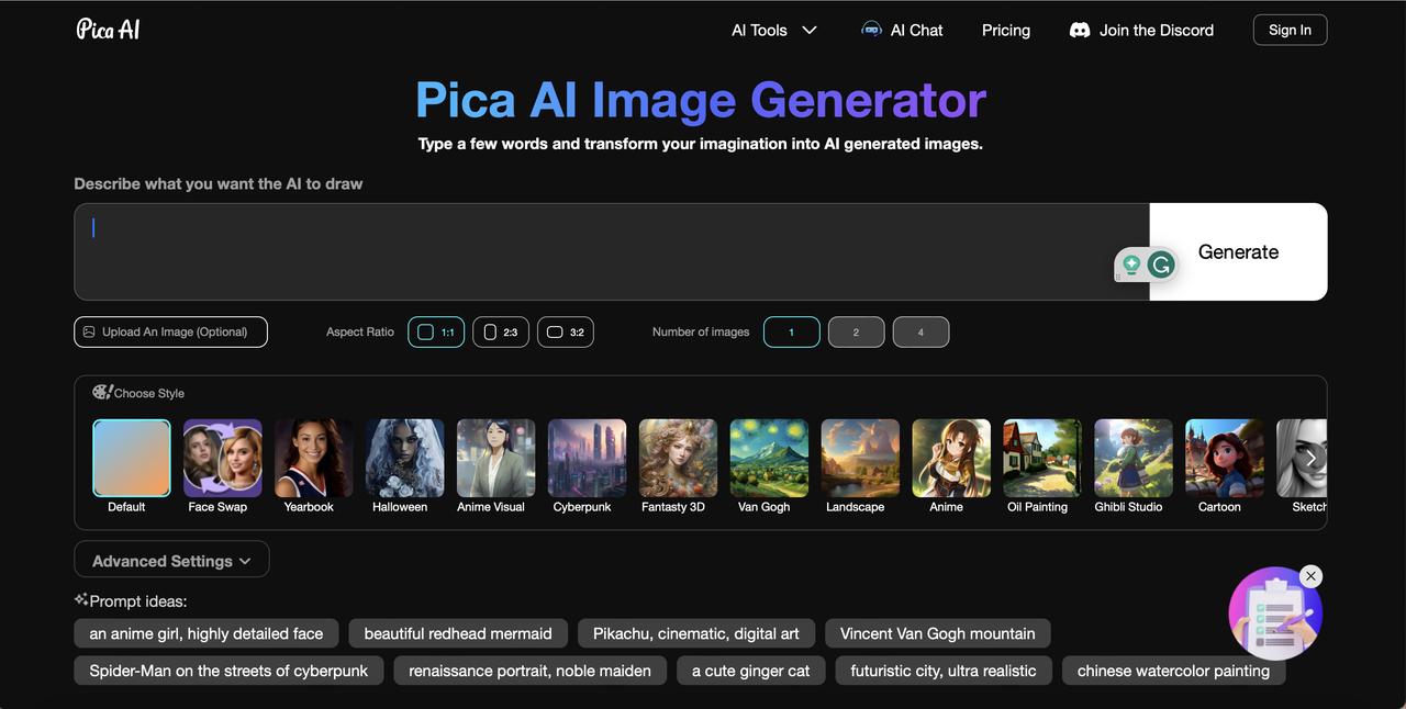 AI anime image generator - Pica AI