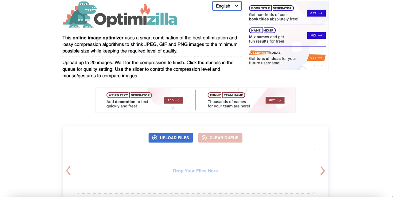 Compress Image on Mac - Optimizilla Step1