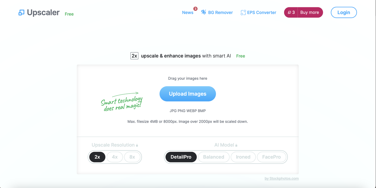 Unblur image online tool - StockPhotos Upscaler