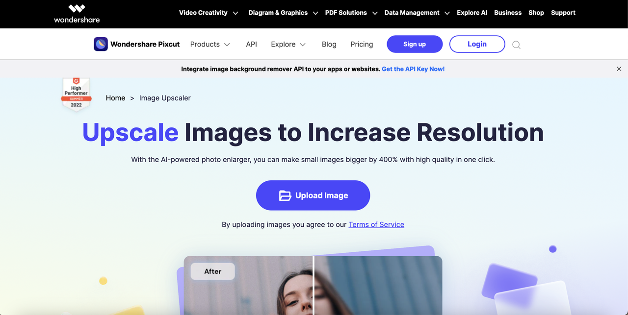 Unblur image online tool - Image Upscaler Wondershare