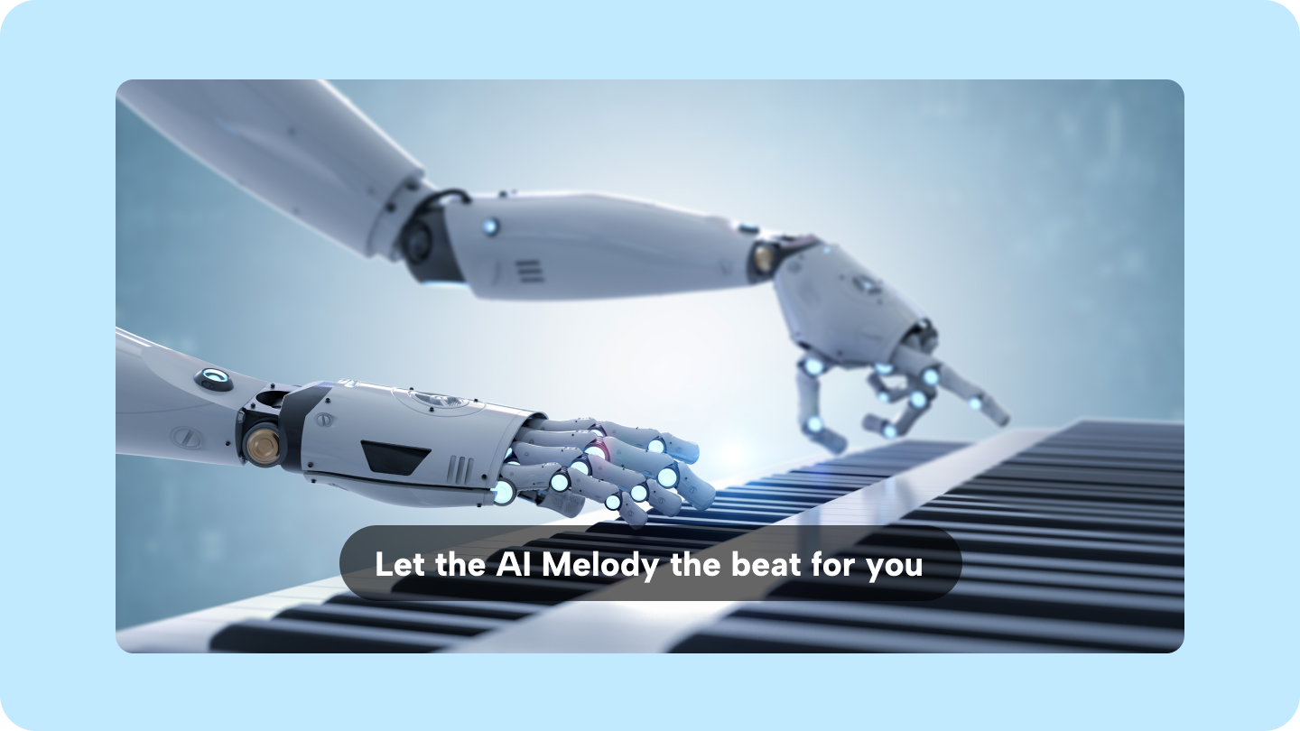 Compositor ou gerador de música ai com piano de jogo de robô