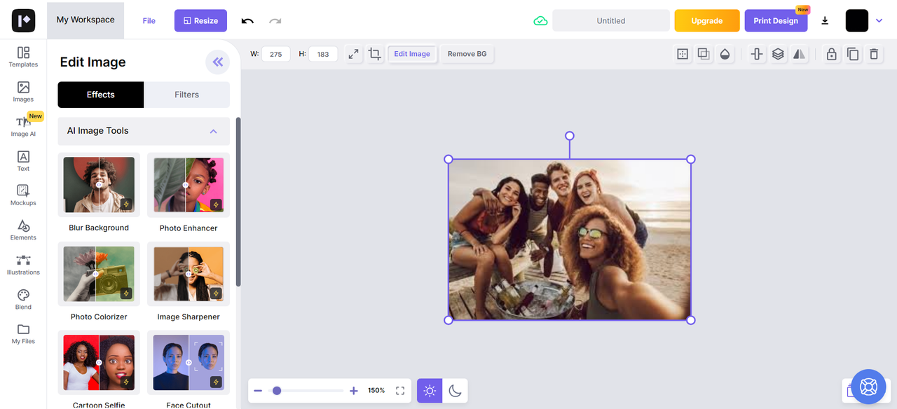 AI photo editing tools - Pixelied