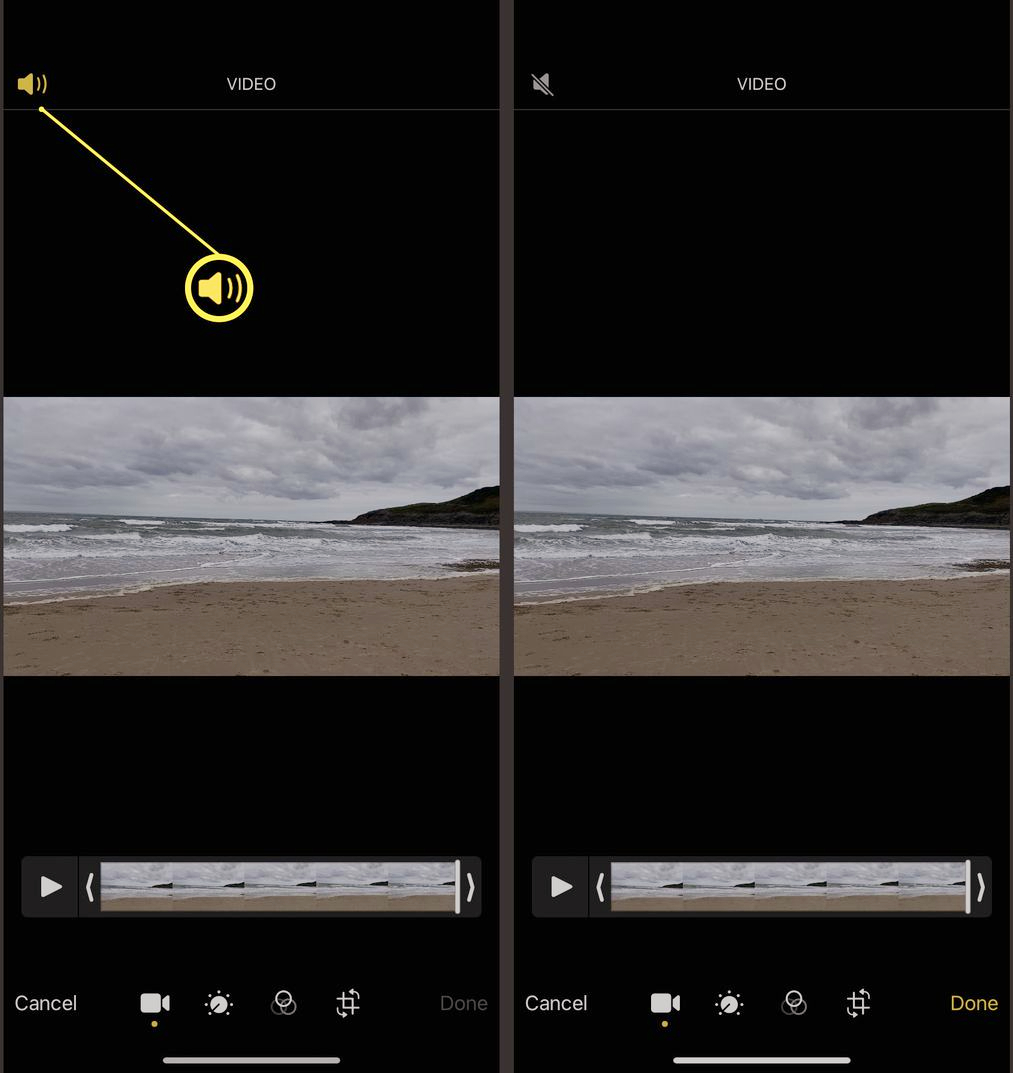 Use the iPhone’s built-in feature to mute video