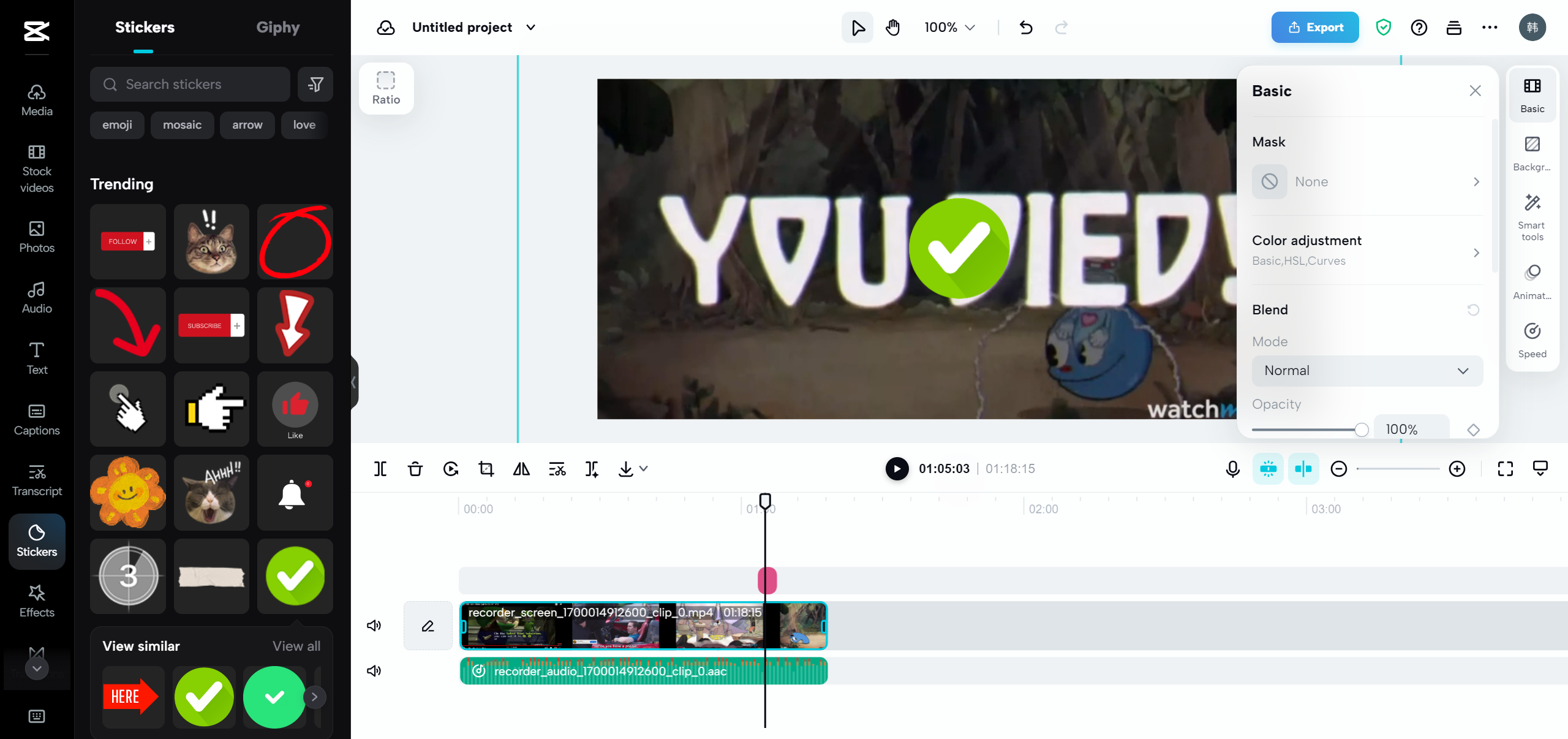Edit the recorded videos
