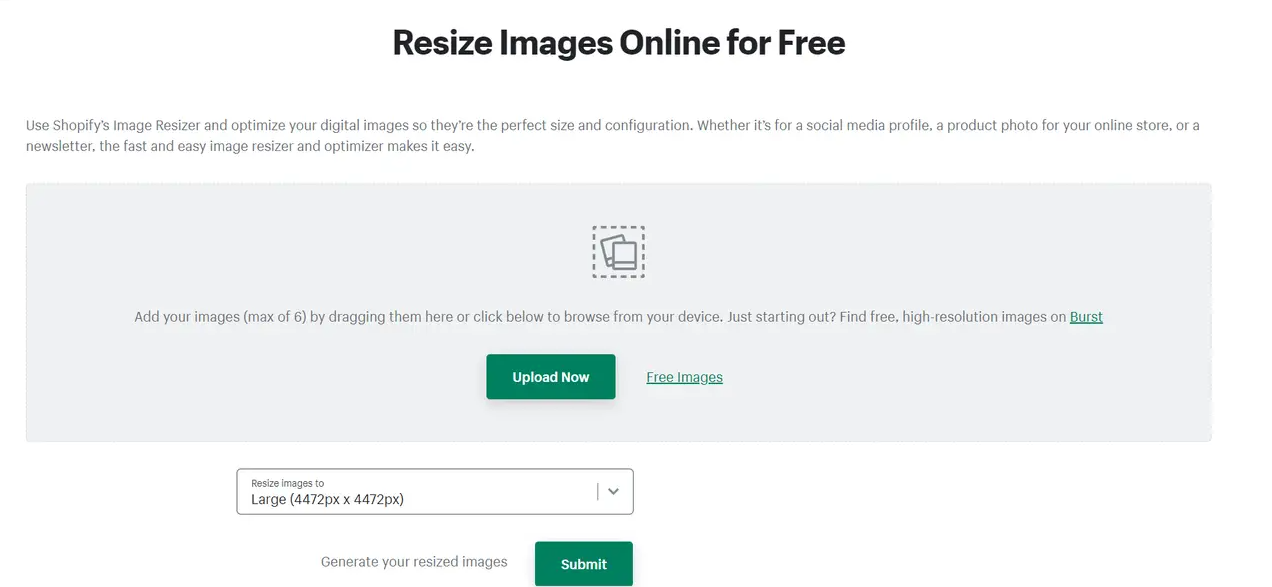 Upload your image(s) by clicking the “Select files” button