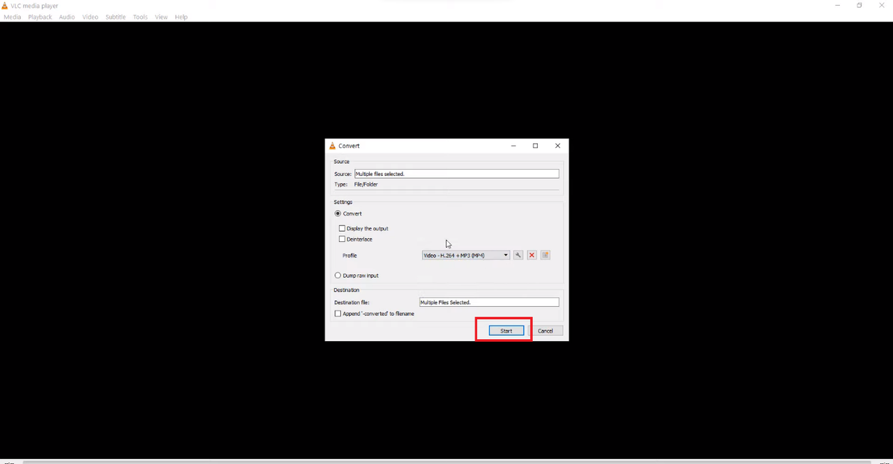 how to merge MP4 files via VLC