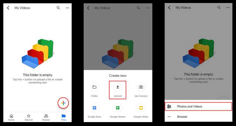 How to upload a video to Google Drive on iPhone or iPad