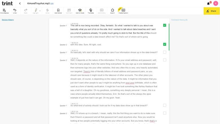 Transcription Software - Trint