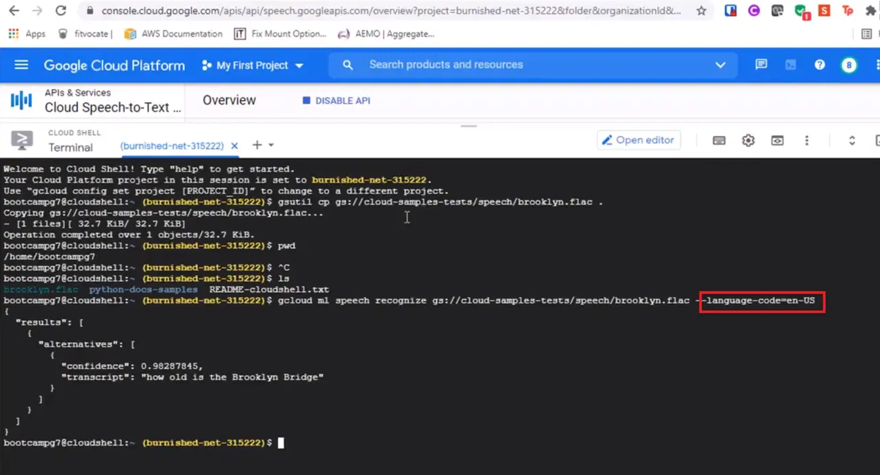 Transcribe with Google Cloud Speech-to-Text - Step2