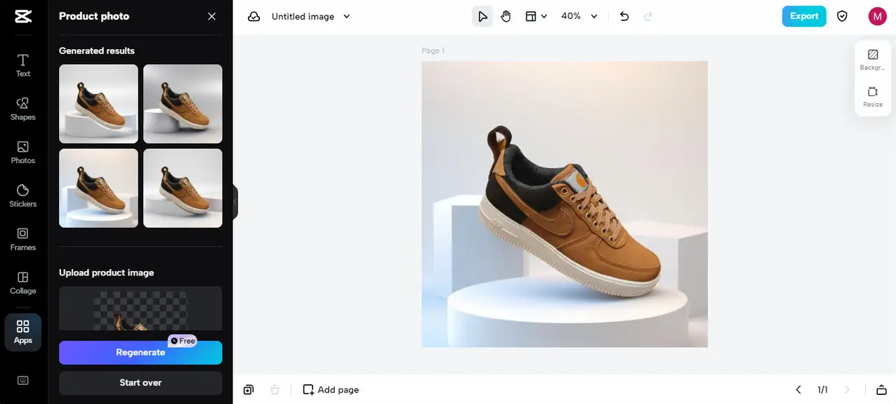 Professional images generated by the dedicated Product Photo feature