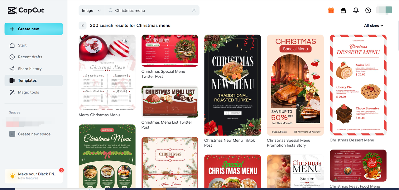 christmas menu template