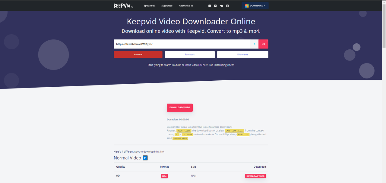 Facebook to MP4 converters - KeepVid