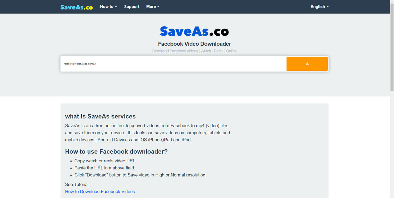 Facebook to MP4 converters - SaveAs.co