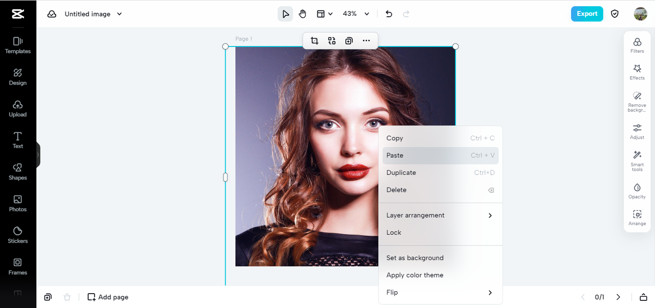 Pasting images with one click