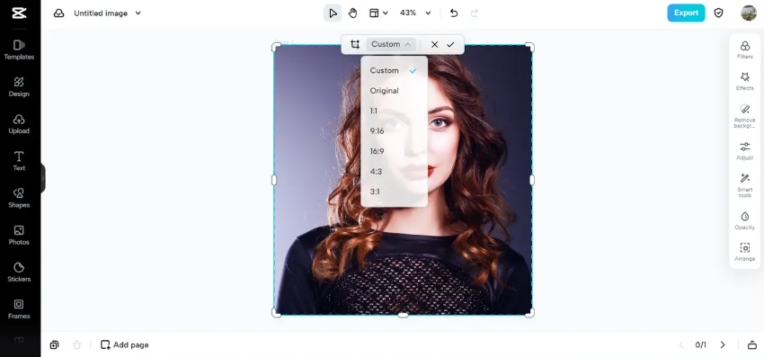 Cropping customized size for cutting images