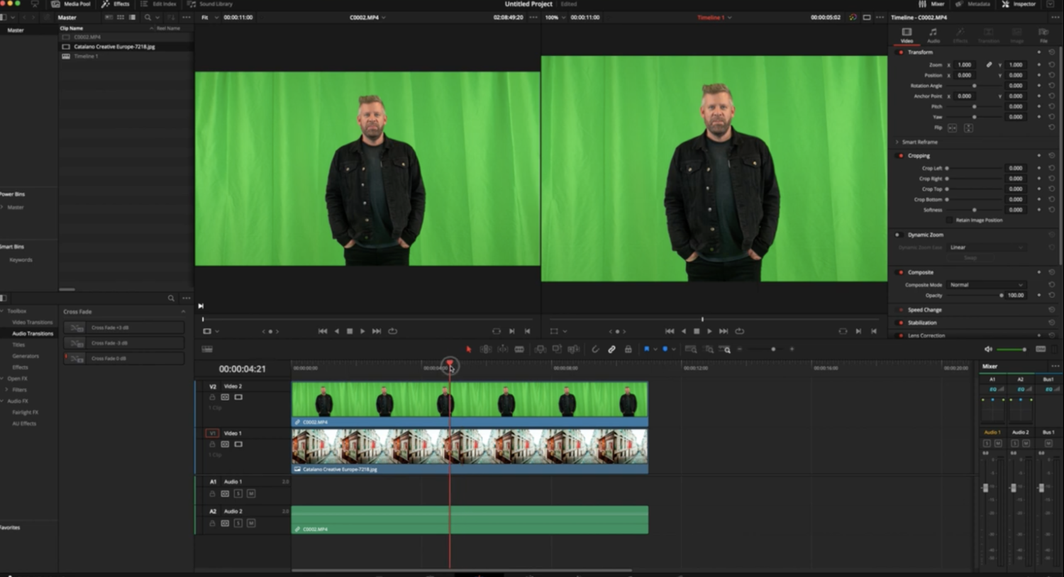 How to edit greenscreen footage in DaVinci Resolve?