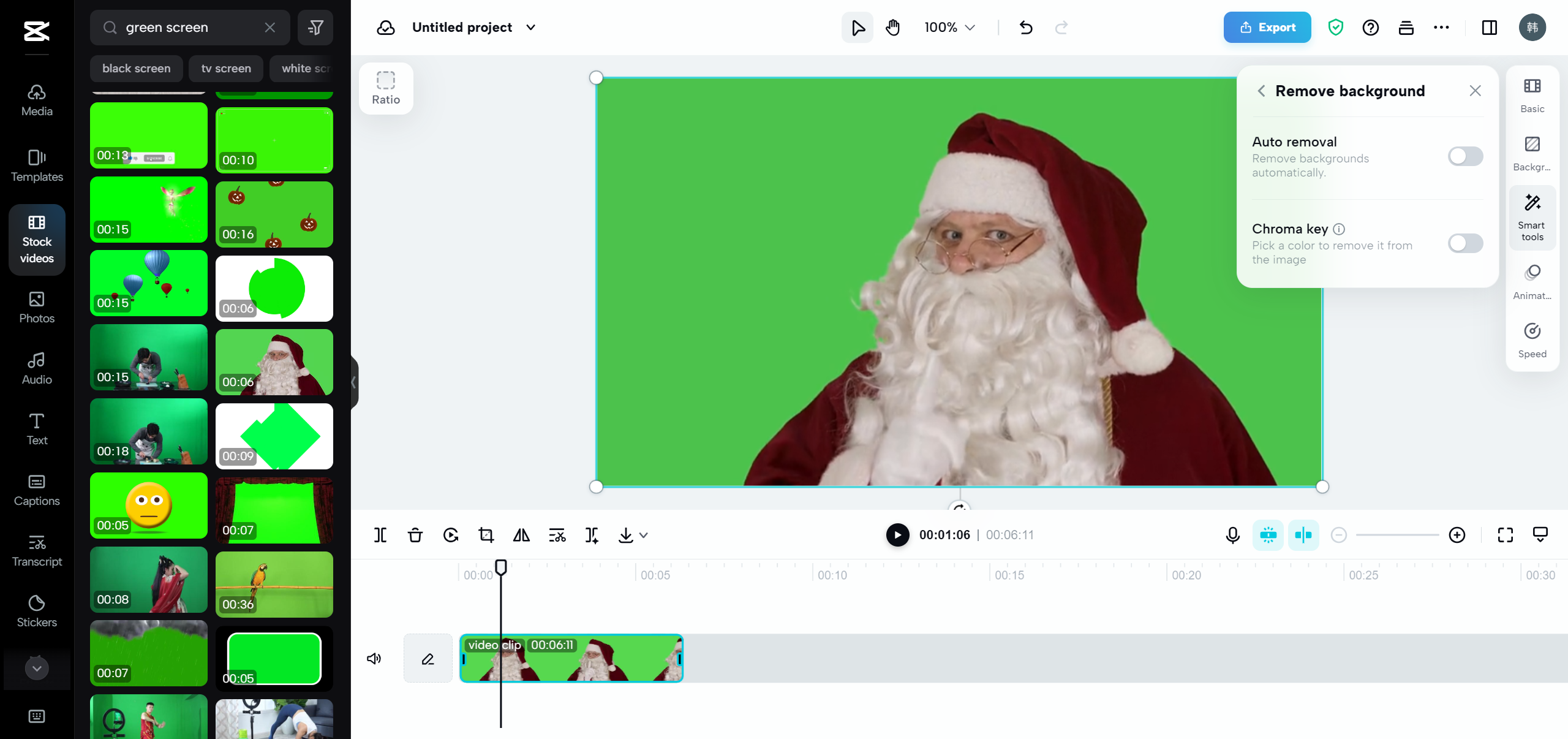 The alternative way to edit the green screen: Use CapCut online video editor