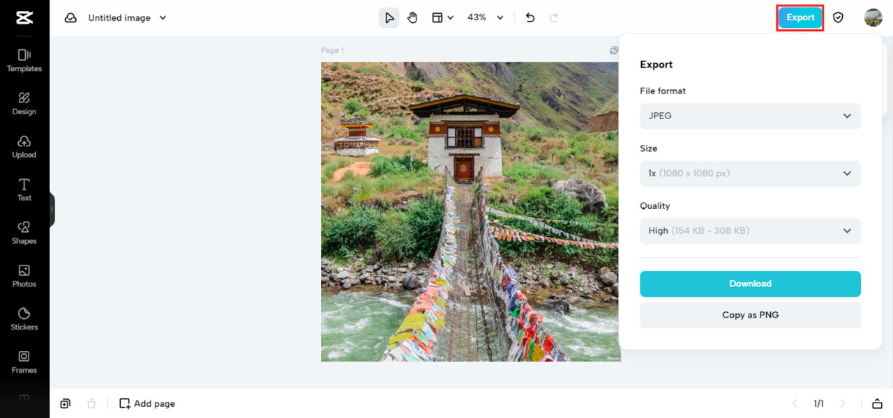 Export your appealing edited pictures for sharing