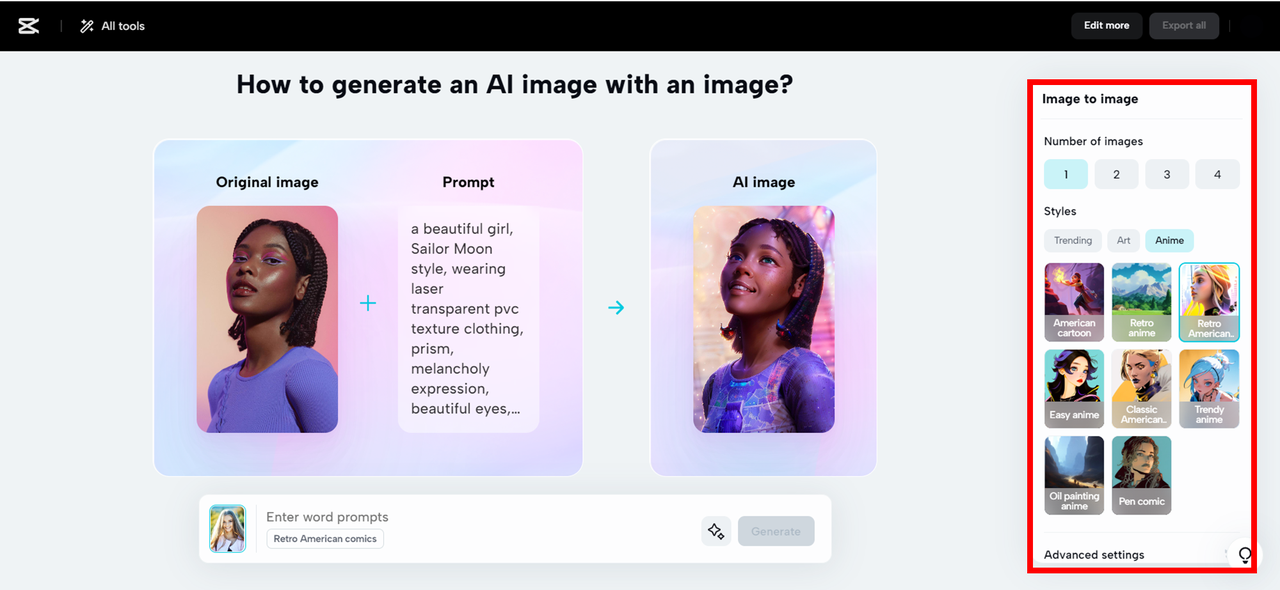 Generate AI photo