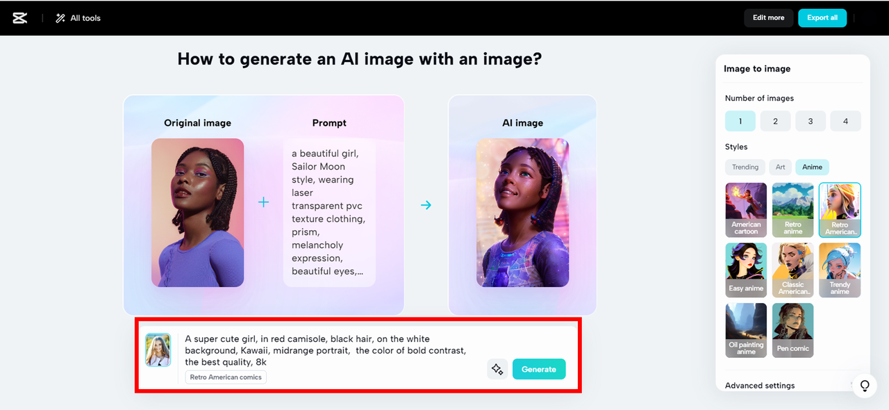 AI image generation