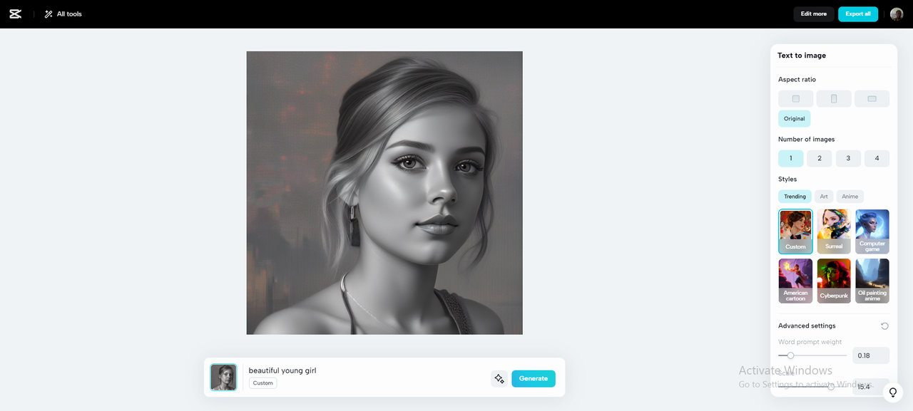 Photorealistic drawing of a beautiful young woman