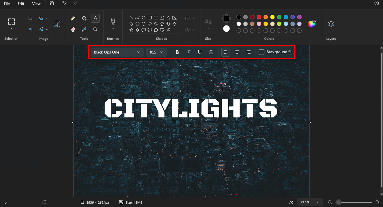 Edit font size, style and more