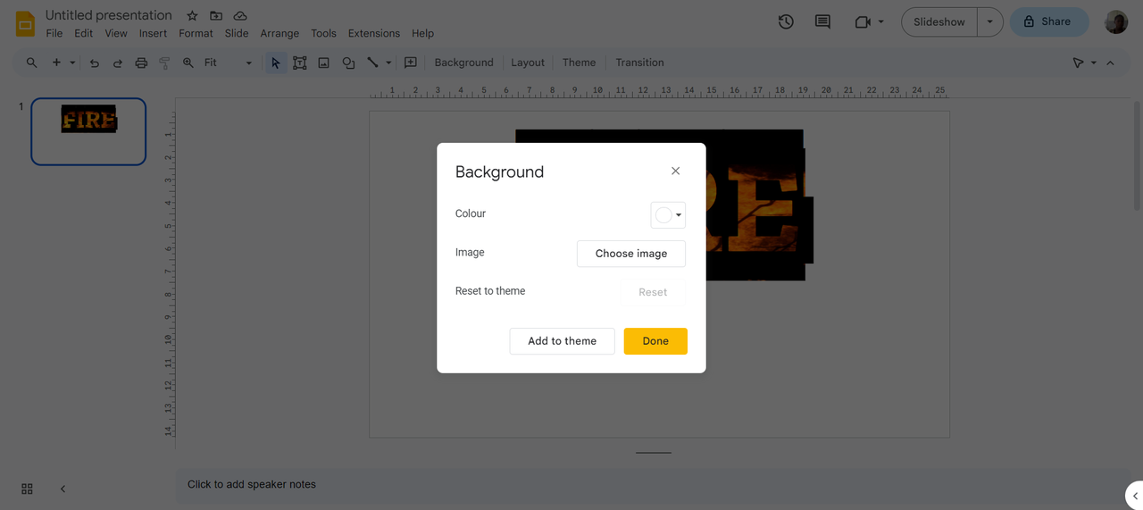 Change the background color of image in Google Slides