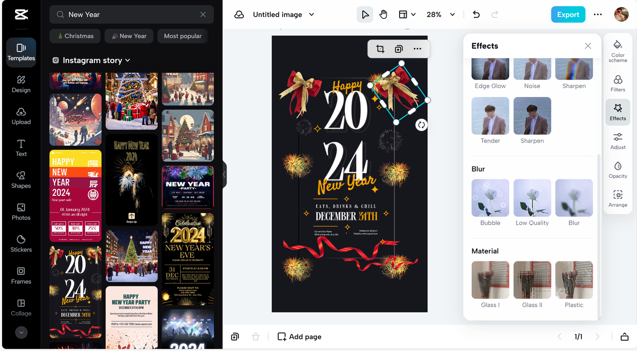 New Year poster maker - CapCut online