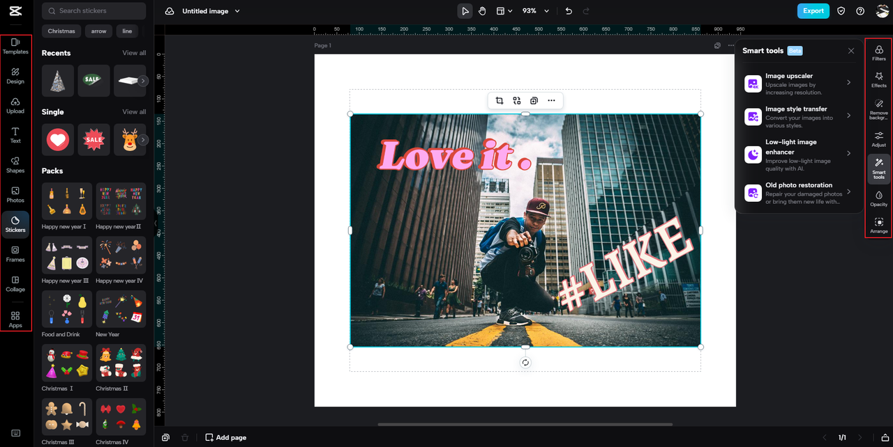 image editing features in CapCut online photo editor