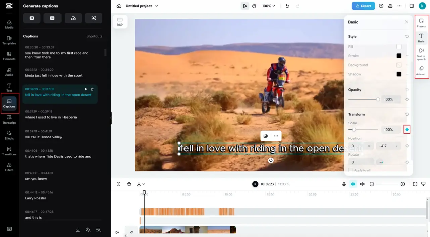 animating video captions