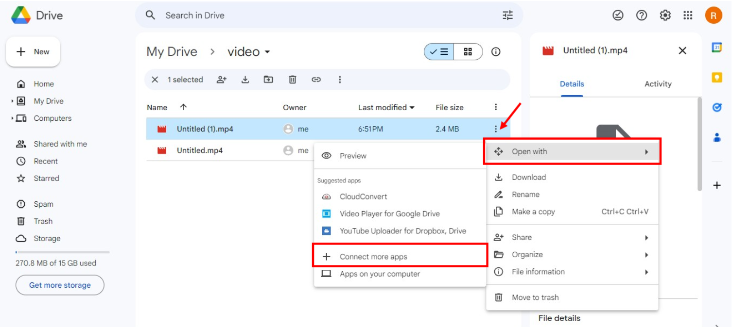 Upload a video from Google Drive