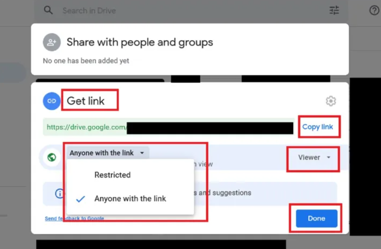 Share the video via a link and set privacy levels