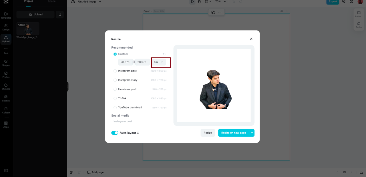 How To Use CapCut Online To Change Image Size In CM