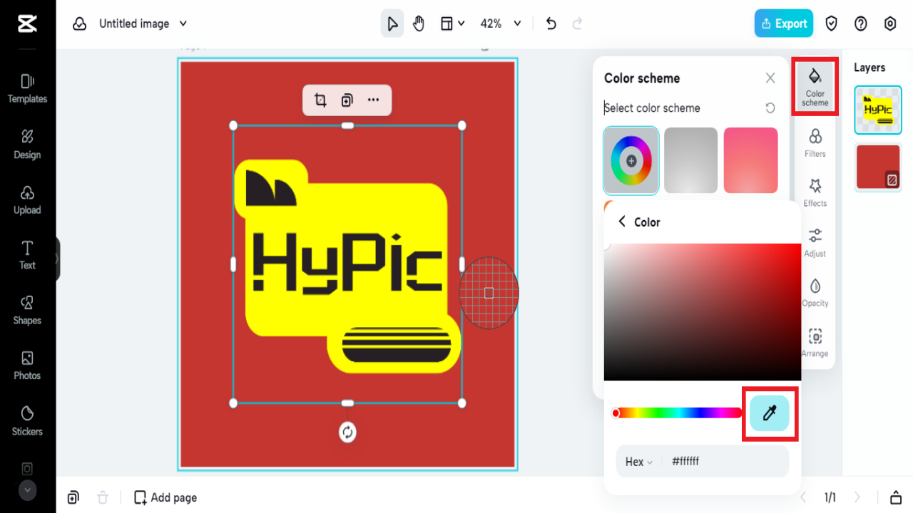 CapCut color picker tool for logo design