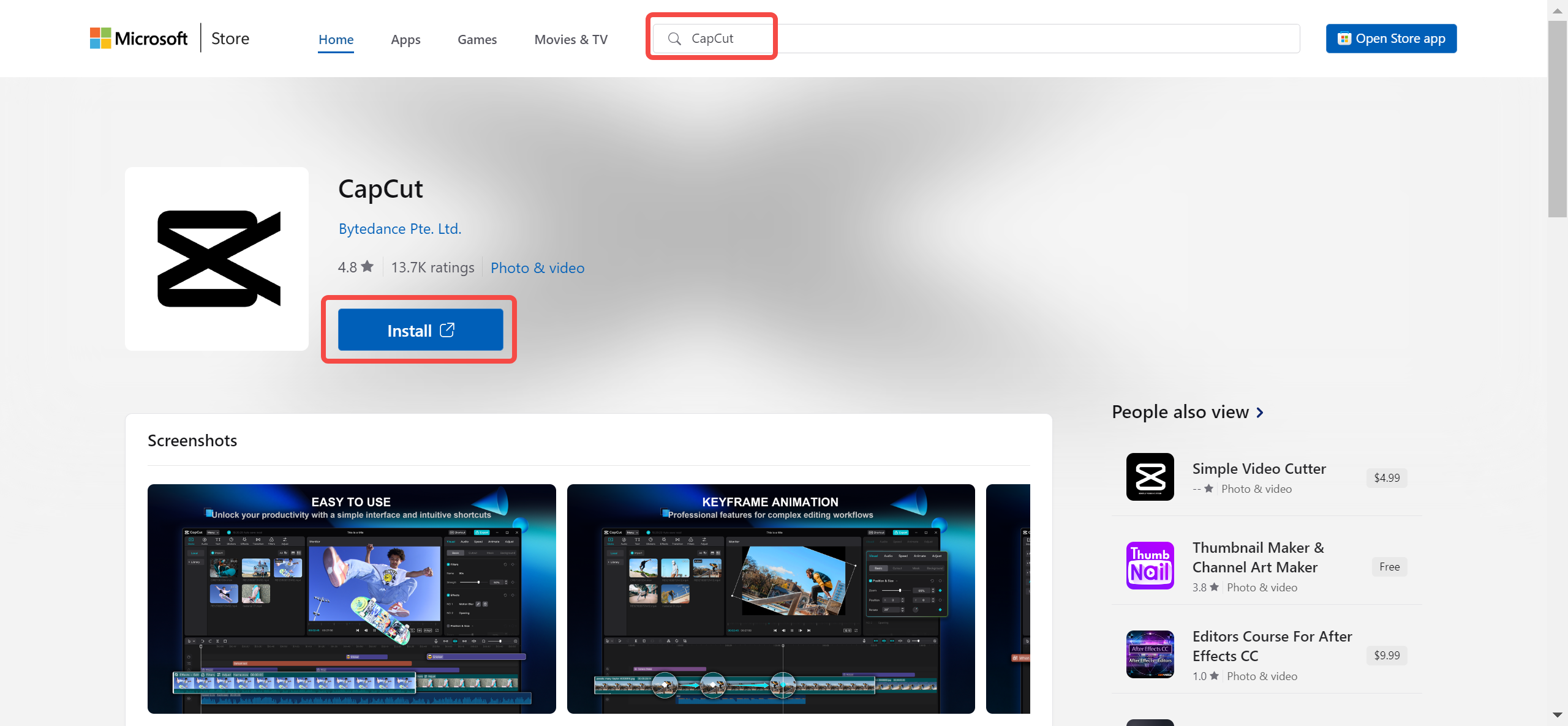 capcut microsoft store