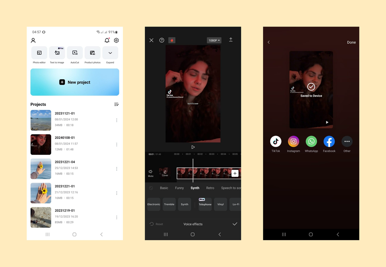 how to use the voice-changing effects on the CapCut mobile app