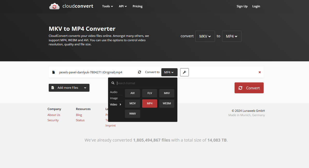 How to convert MKV to MP4 with CloudConverter