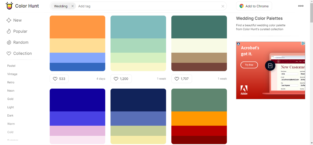 Color Hunt’s interface