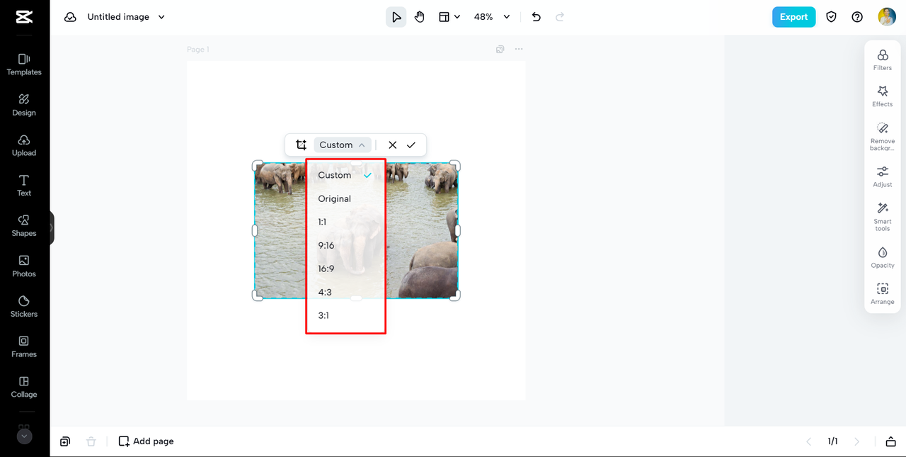 aspect ratio presets