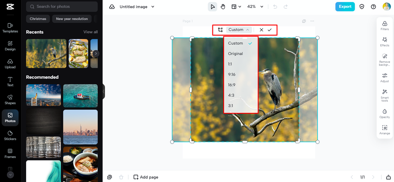 custom cropping options